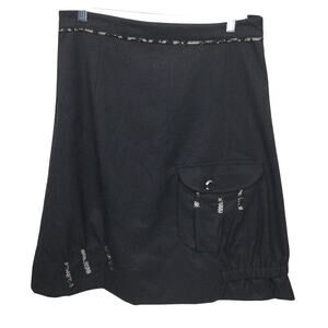 Tara Vao Y2K Grunge Cargo Goth Black Rave Midi Skirt Women Size M